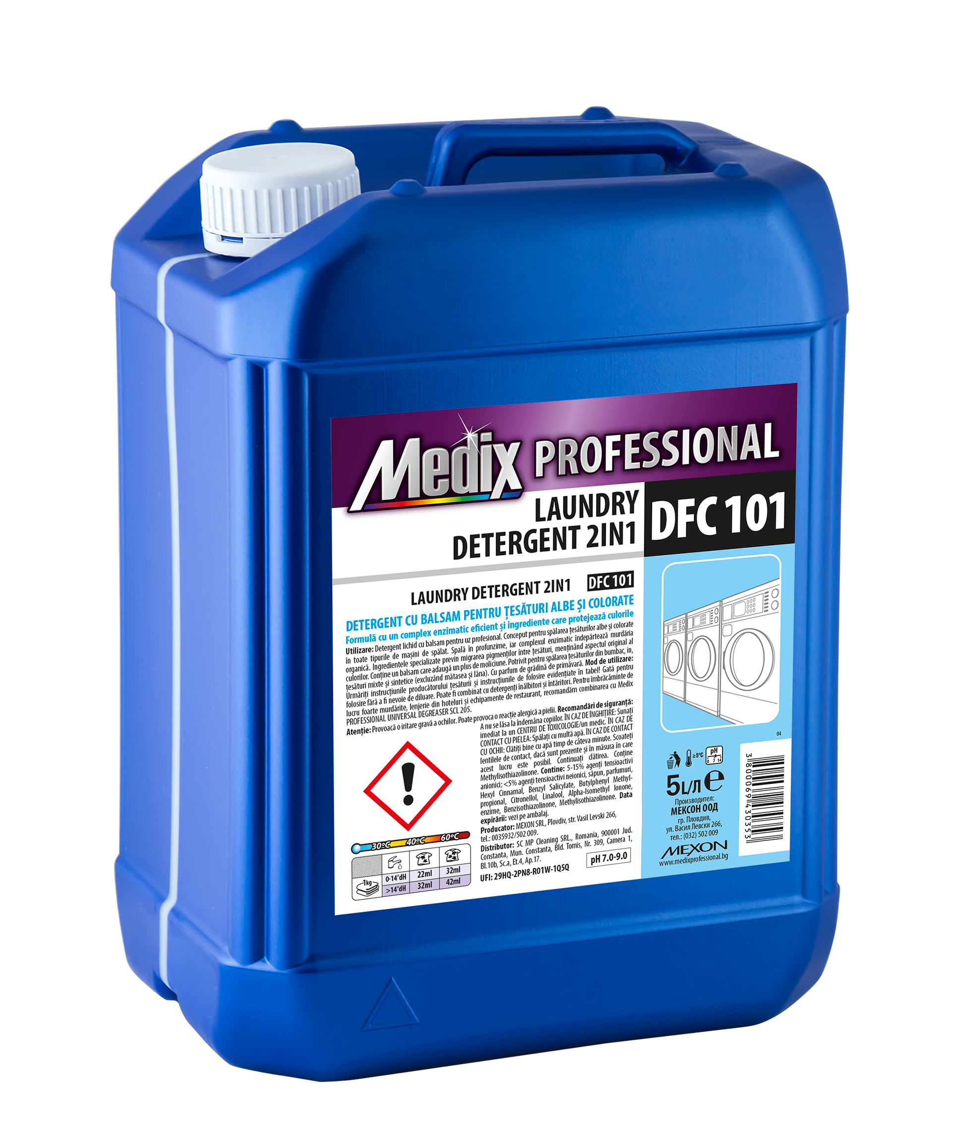 Detergent Profesional 2in1 cu Balsam Medix DFC 101 – 5L | Pentru