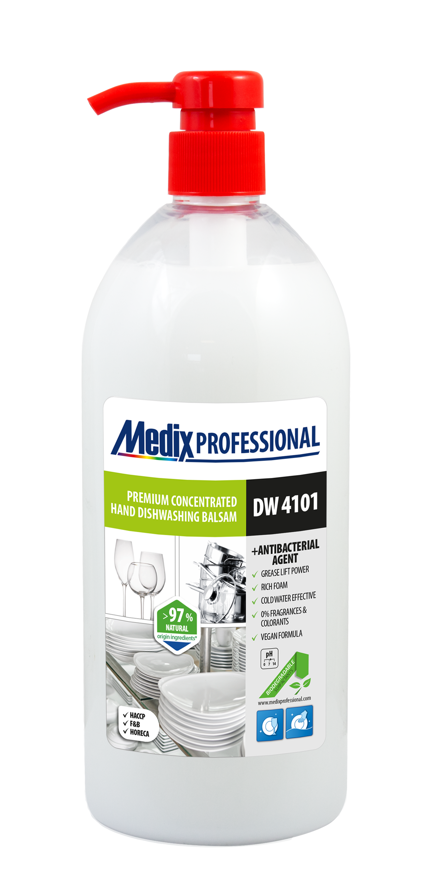 Medix Professional DW 4101 – Detergent Vase-Balsam Premium cu Antibacterian (1L)