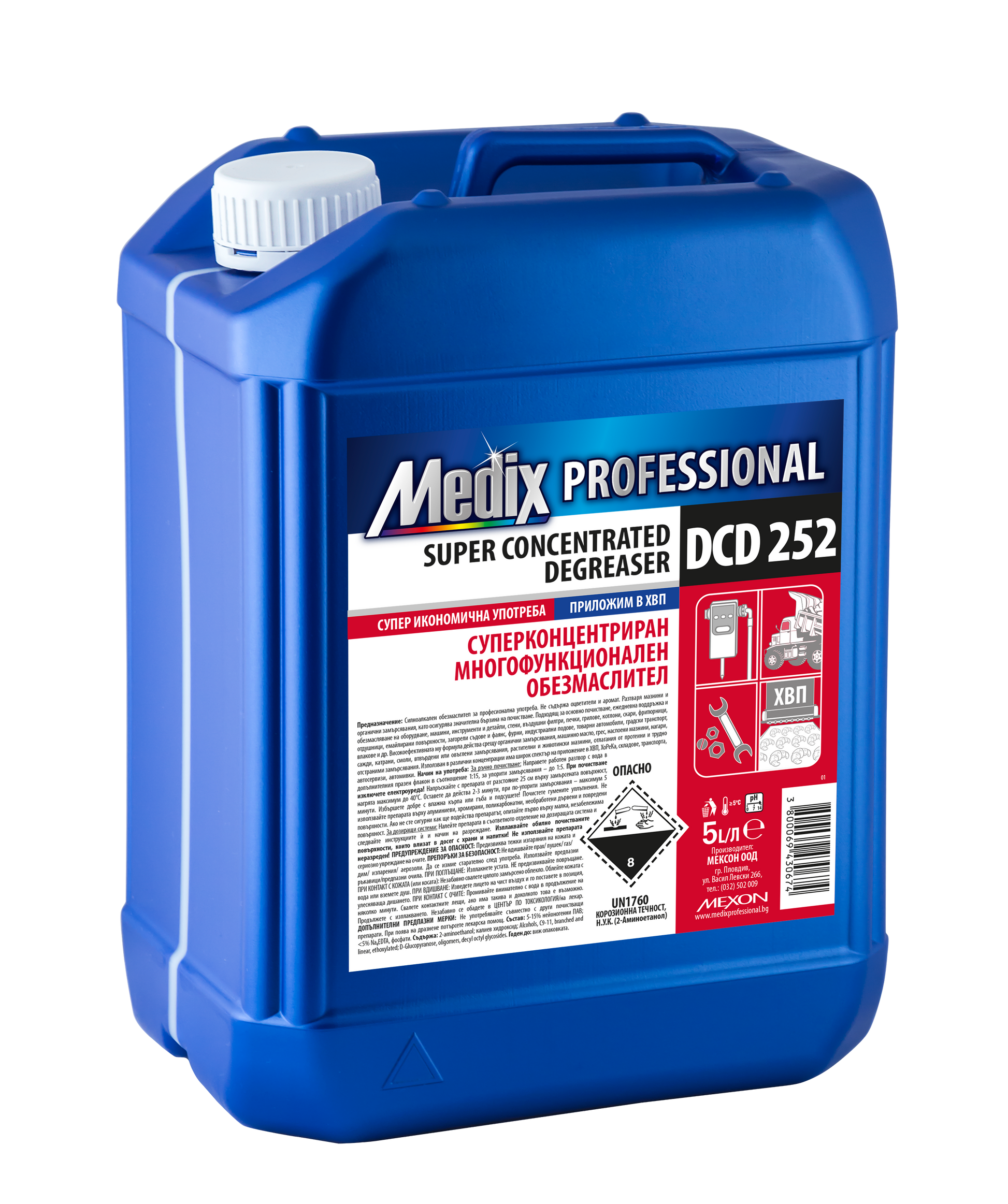 Degresant profesional multifuncțional super concentrat – Medix DCD 252 – 5L, eficiență industrială
