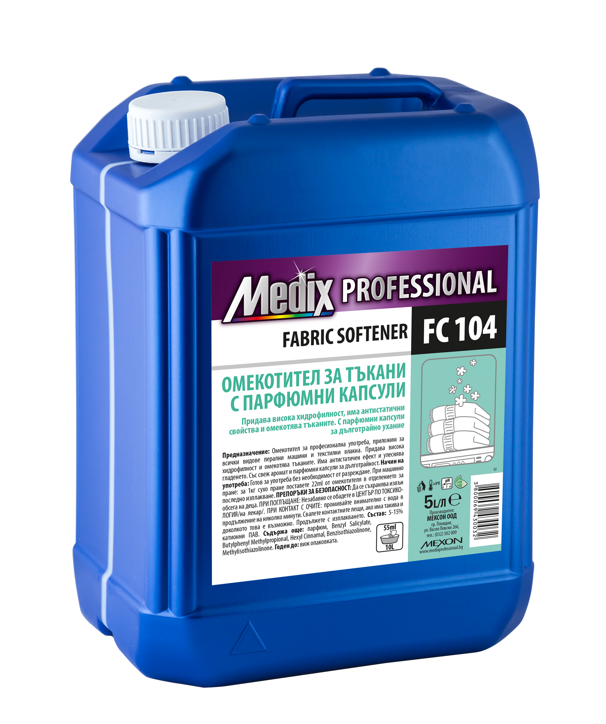 Balsam de rufe profesional cu capsule parfumate – Medix FC 104 – 5L, prospețime intensă și efect antistatic